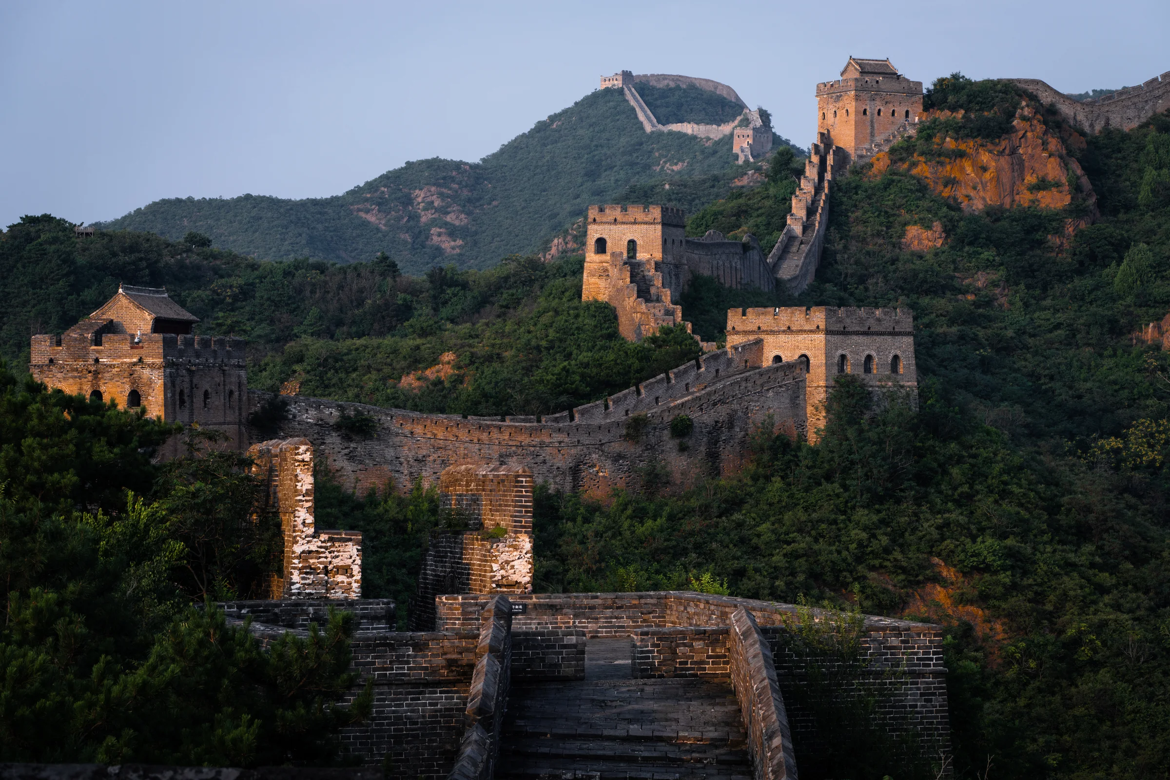 Jinshanling Great Wall climbing across a mountain ridge