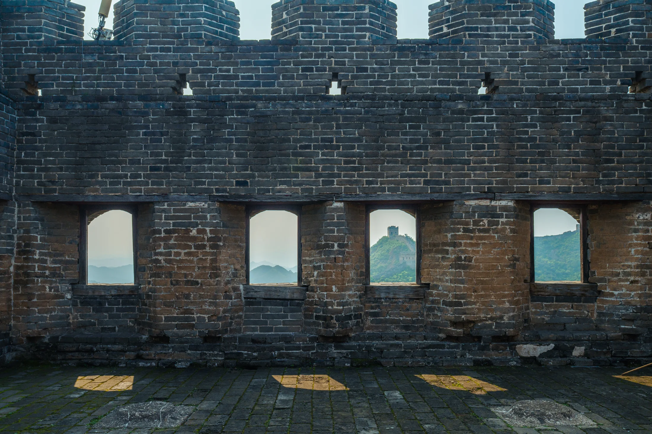 Observation openings inside a Jinshanling watchtower