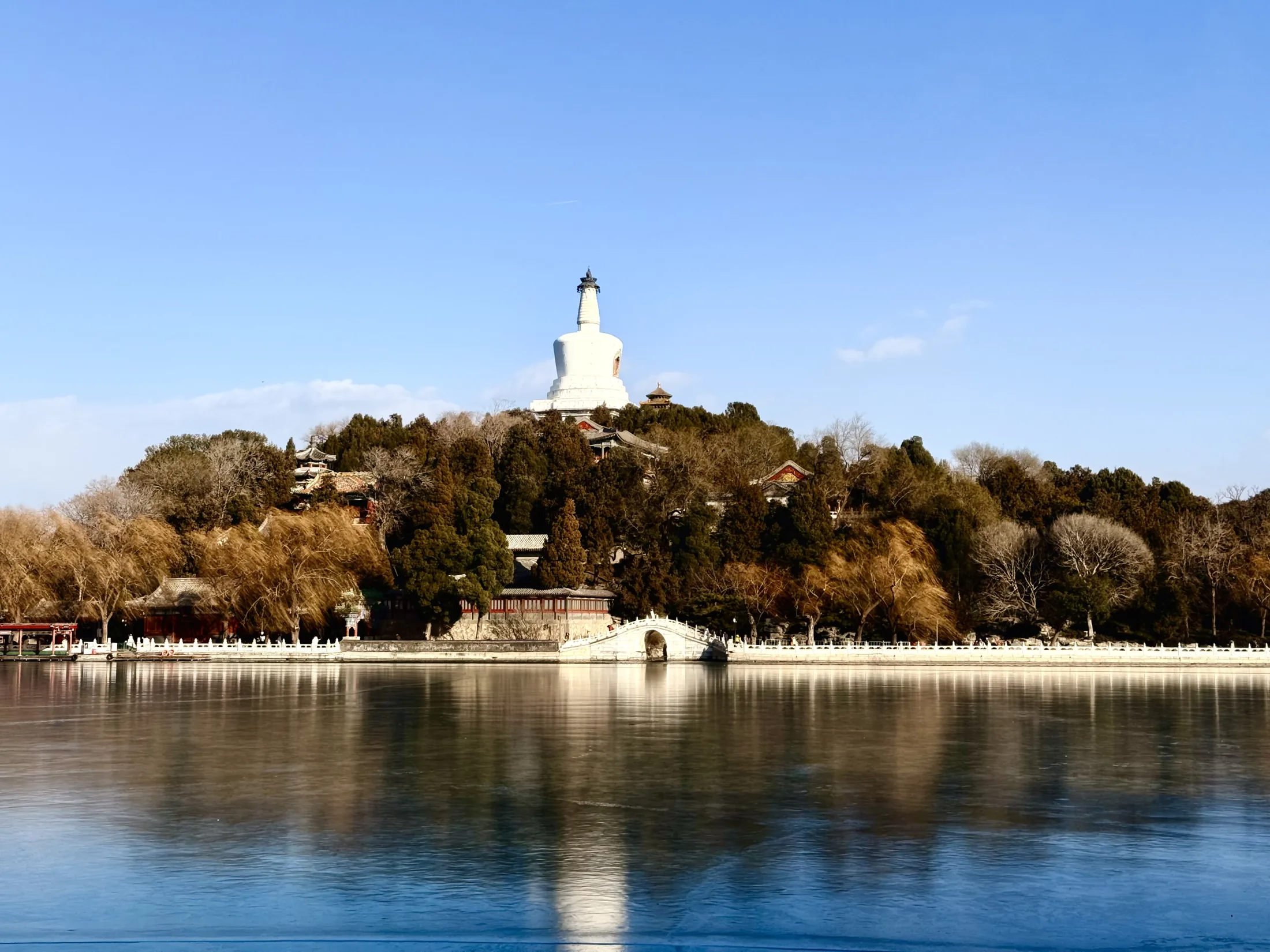 The White Pagoda and its reflection in Beihai Park